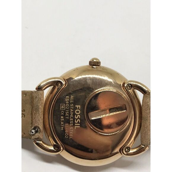 Fossil ES4021 Tailor Women’s Light Brown Leather Analog Dial Genuine Watch Z847 - Picture 7 of 8